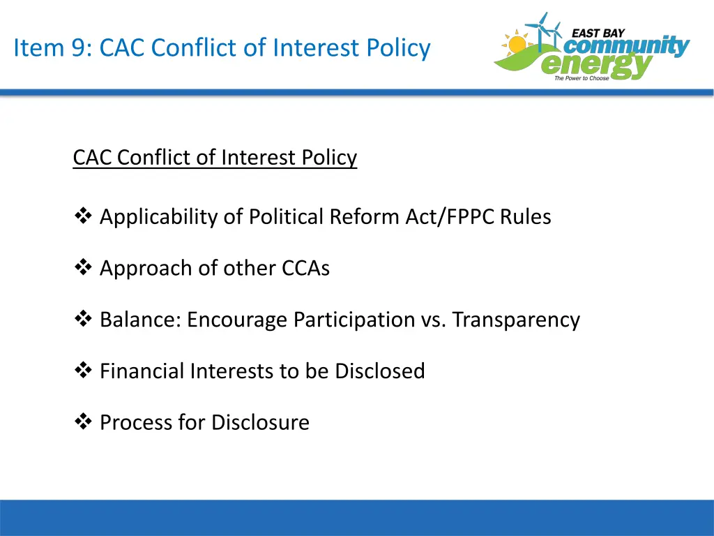 item 9 cac conflict of interest policy