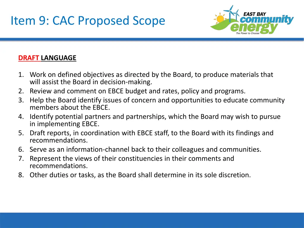 item 9 cac proposed scope