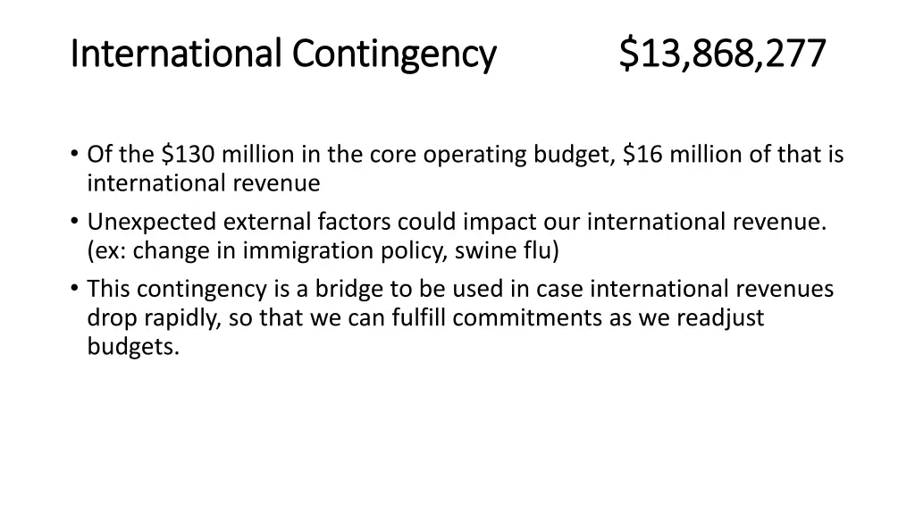 international contingency international