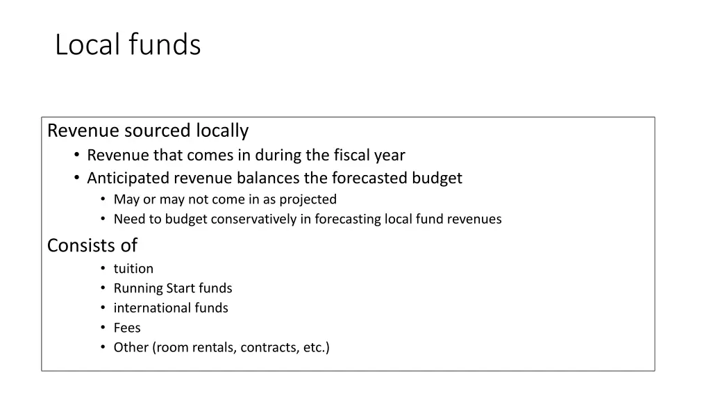 local funds