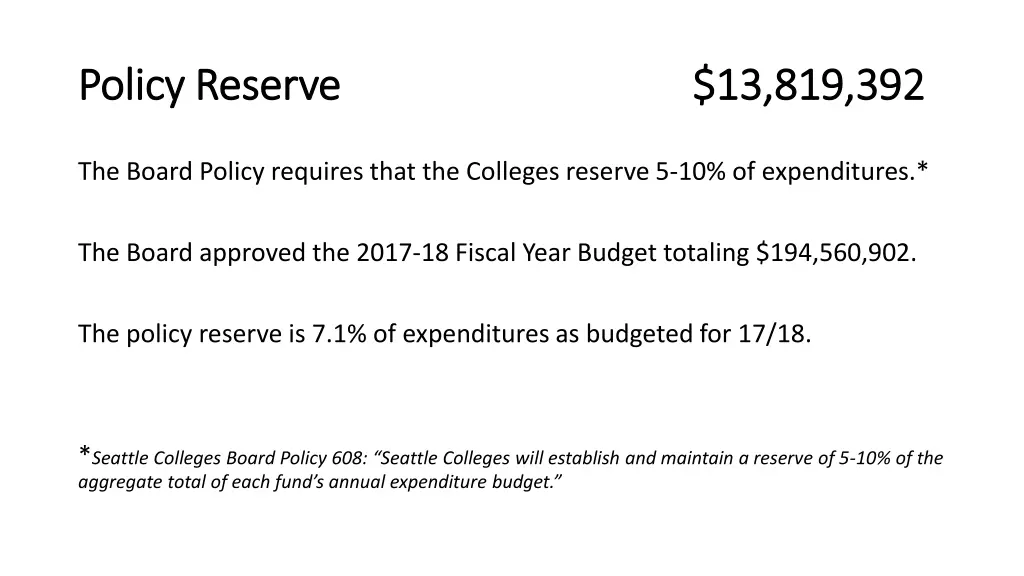 policy reserve policy reserve