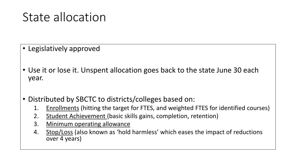 state allocation
