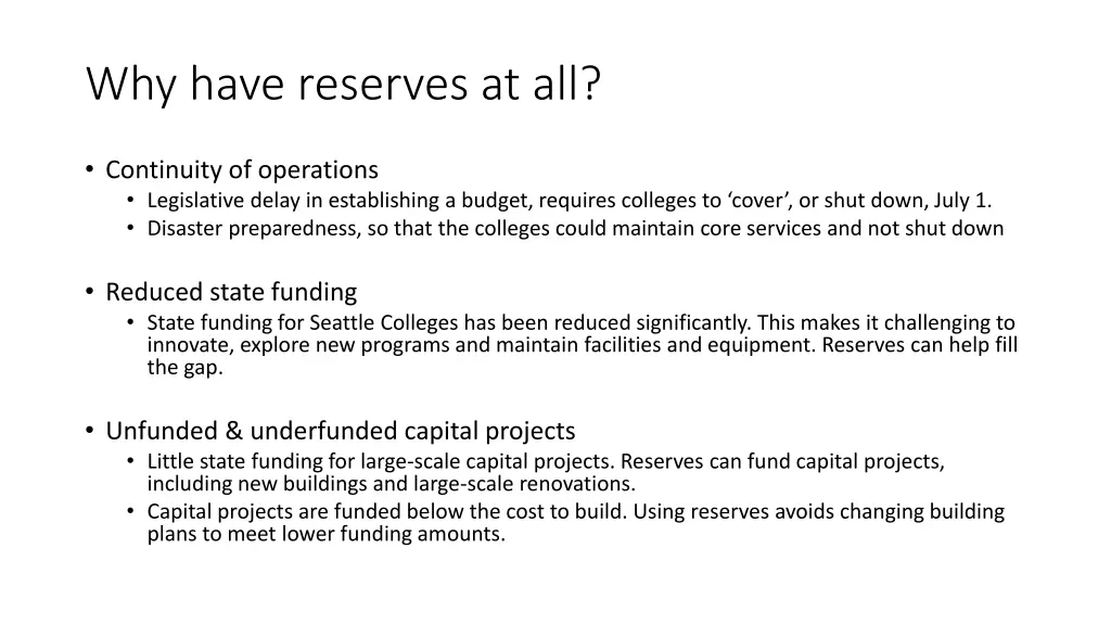 why have reserves at all