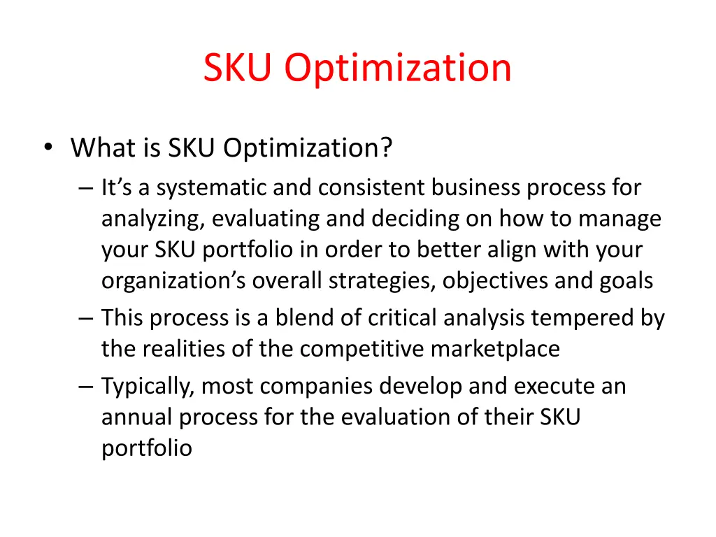sku optimization 1
