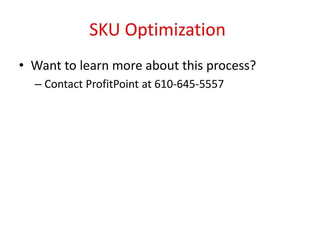 sku optimization 7