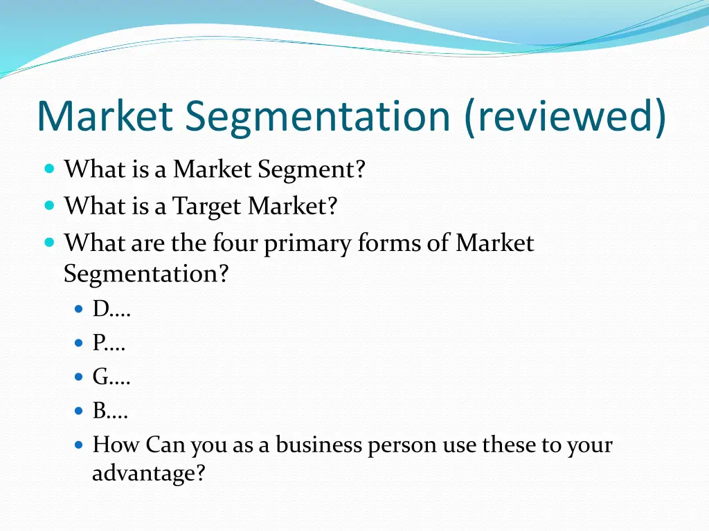 market segmentation reviewed