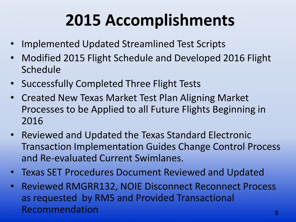 2015 accomplishments