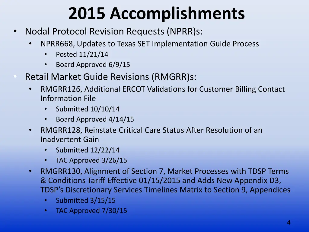 2015 accomplishments nodal protocol revision