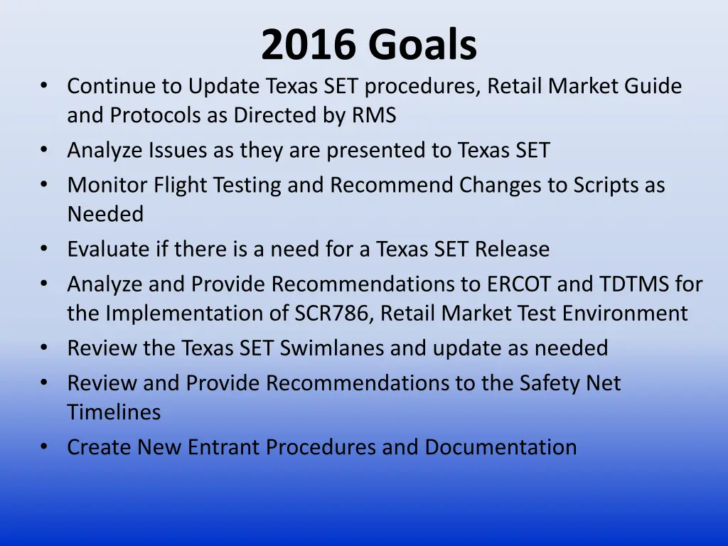 2016 goals