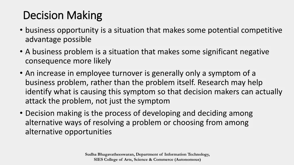 decision making decision making business