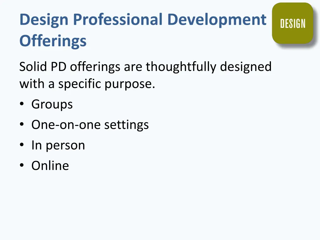 design professional development offerings