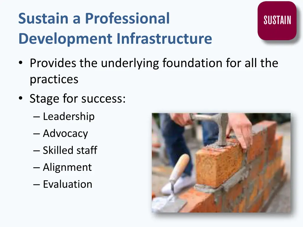 sustain a professional development infrastructure