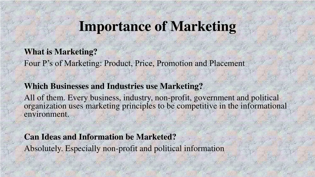 importance of marketing