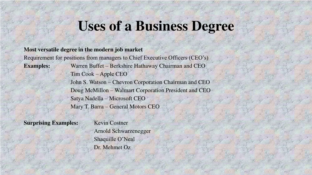 uses of a business degree