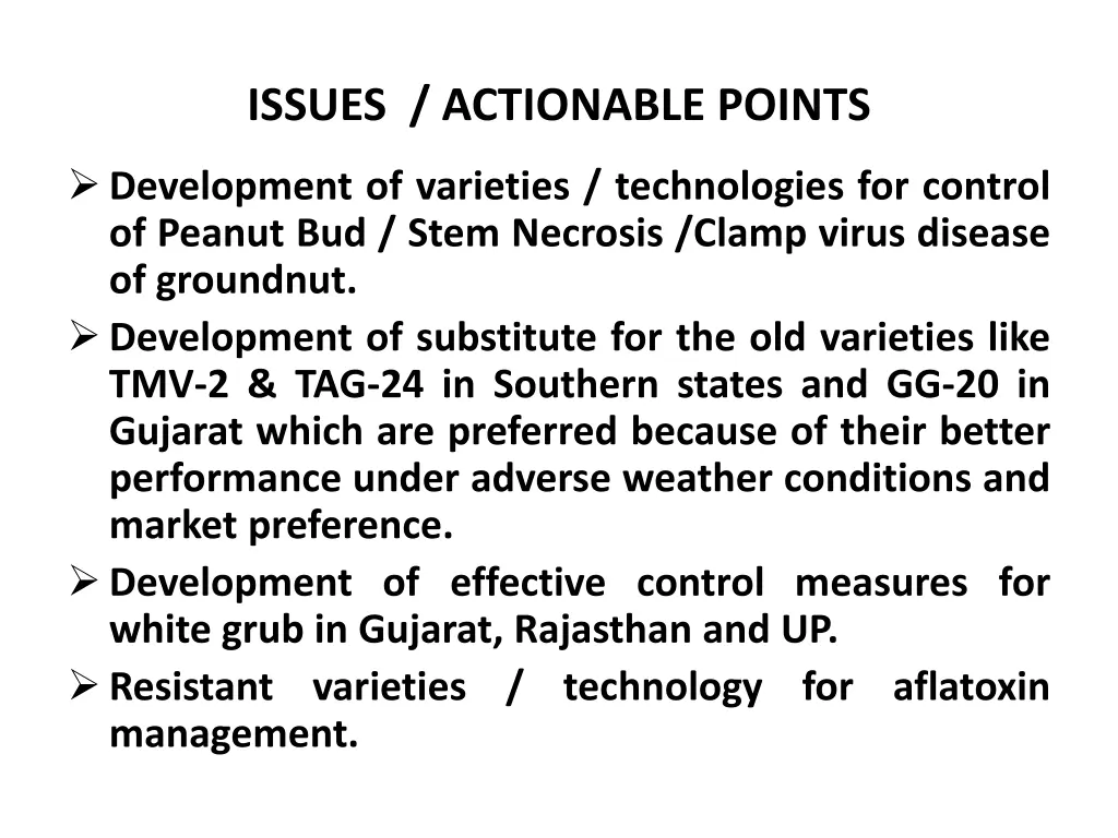 issues actionable points