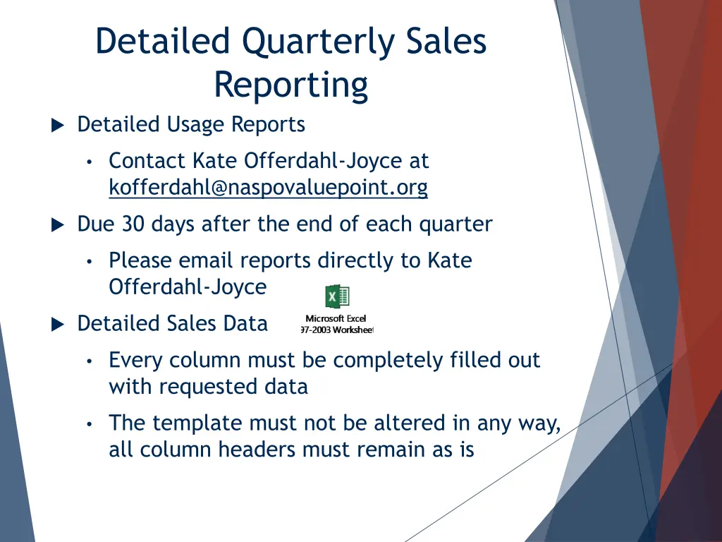 detailed quarterly sales reporting detailed usage