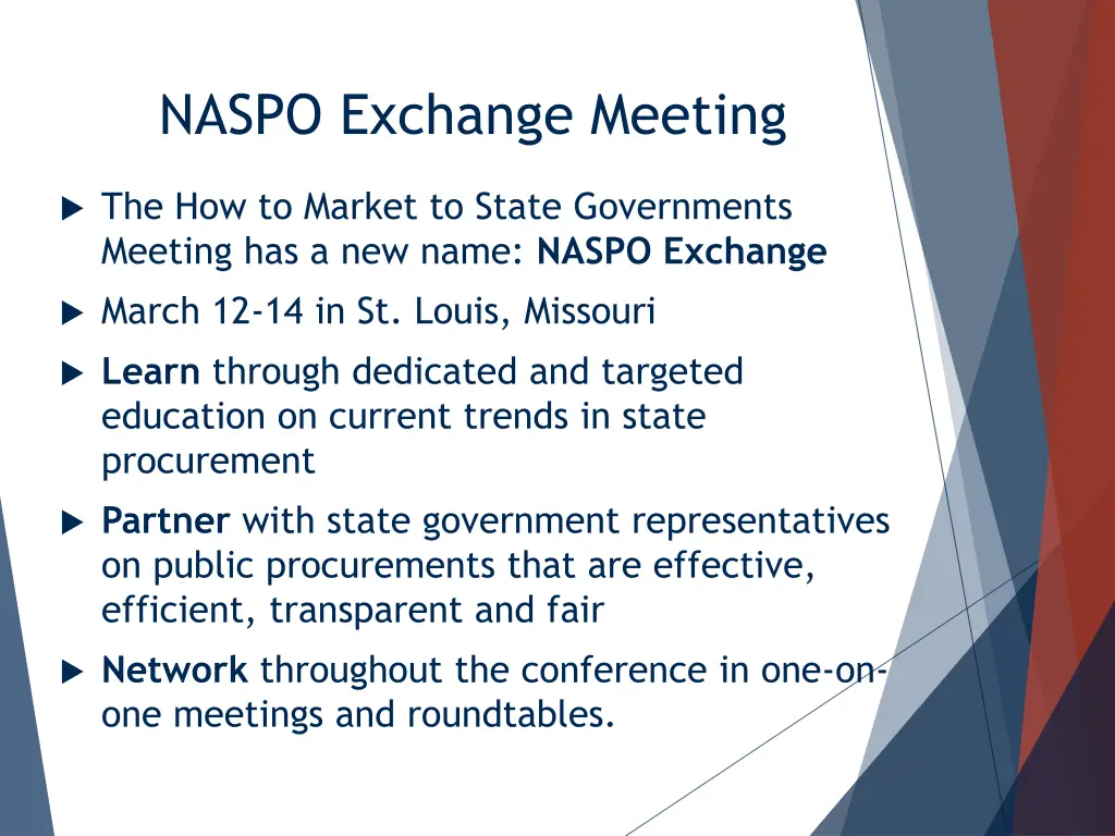naspo exchange meeting