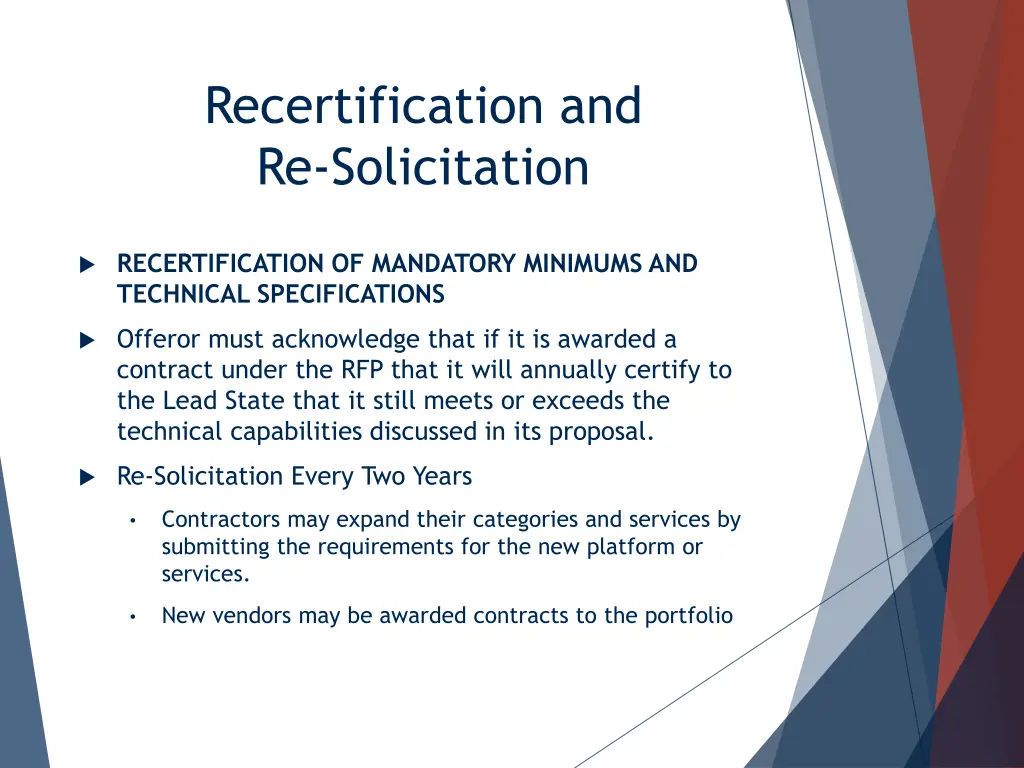 recertification and re solicitation