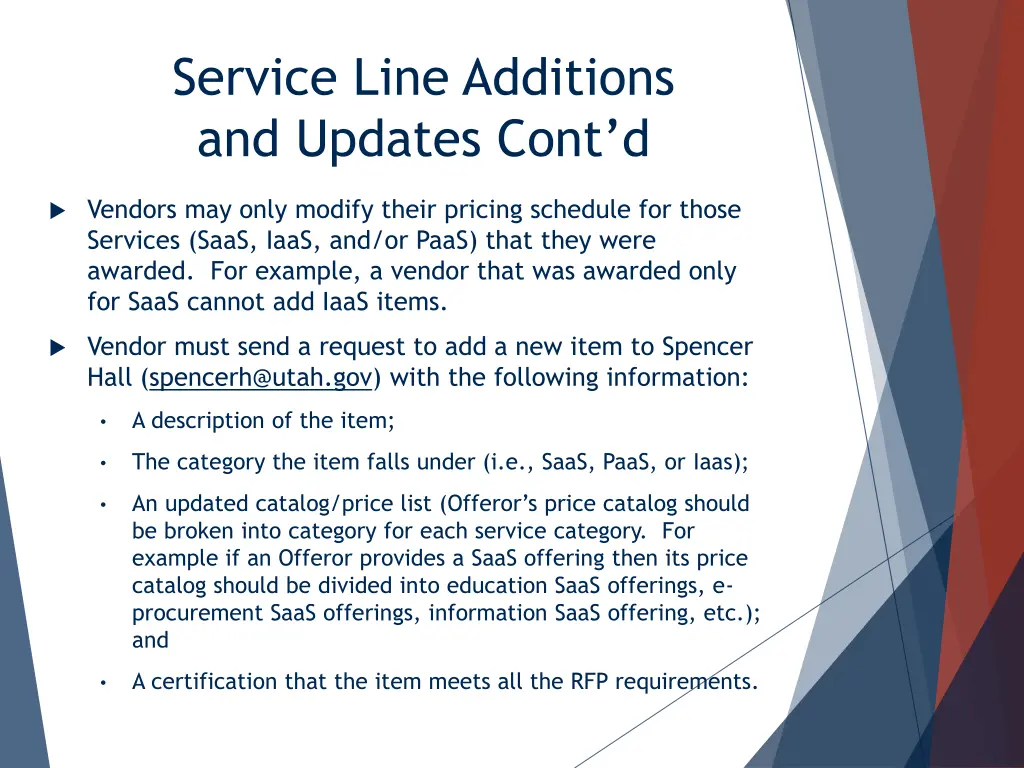 service line additions and updates cont d