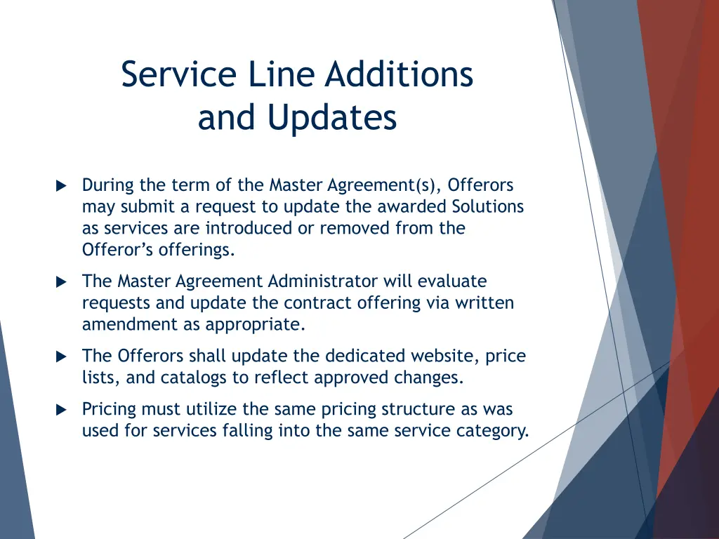 service line additions and updates