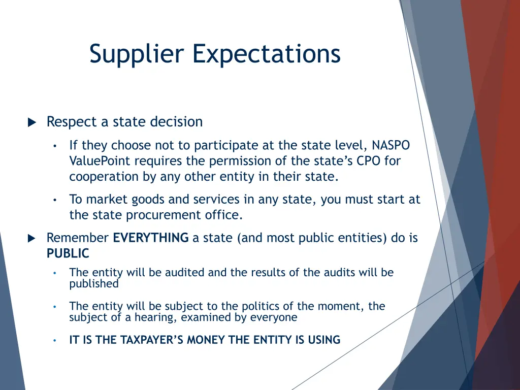 supplier expectations