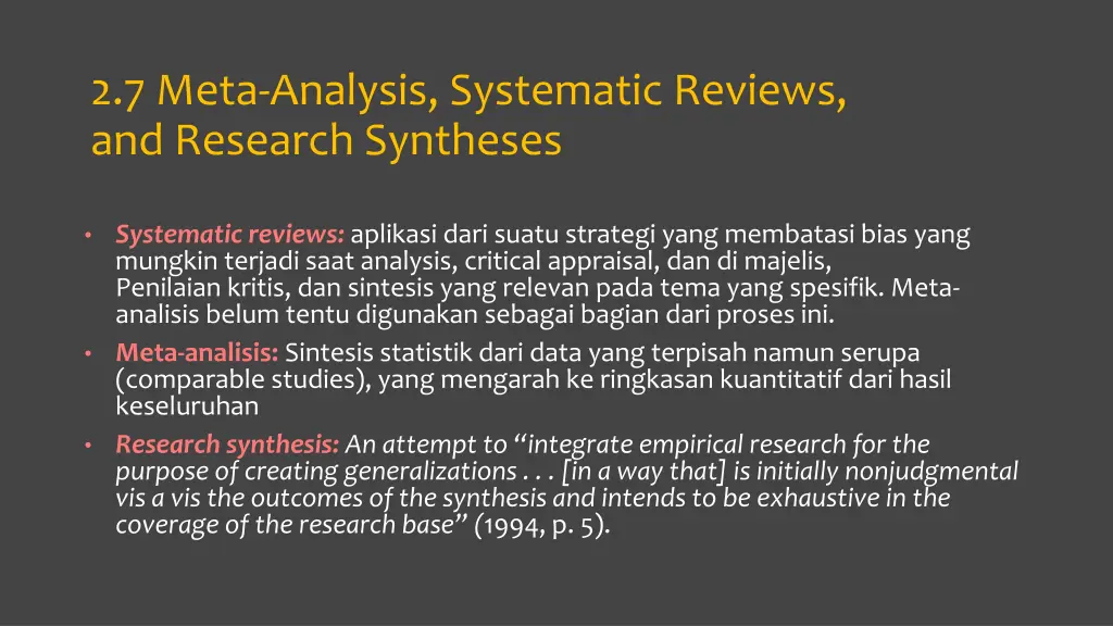2 7 meta analysis systematic reviews and research