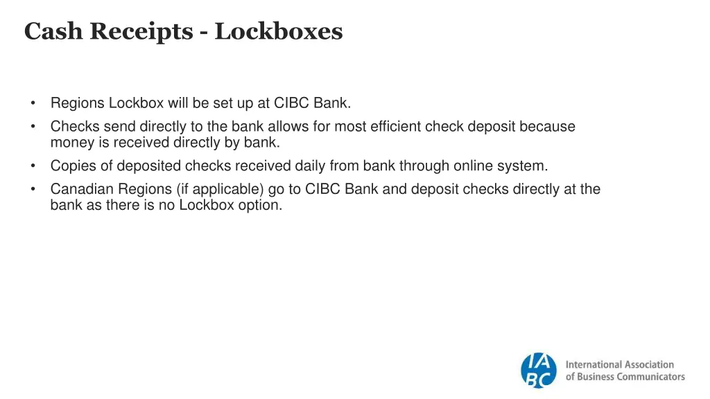 cash receipts lockboxes