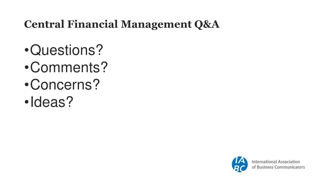central financial management q a