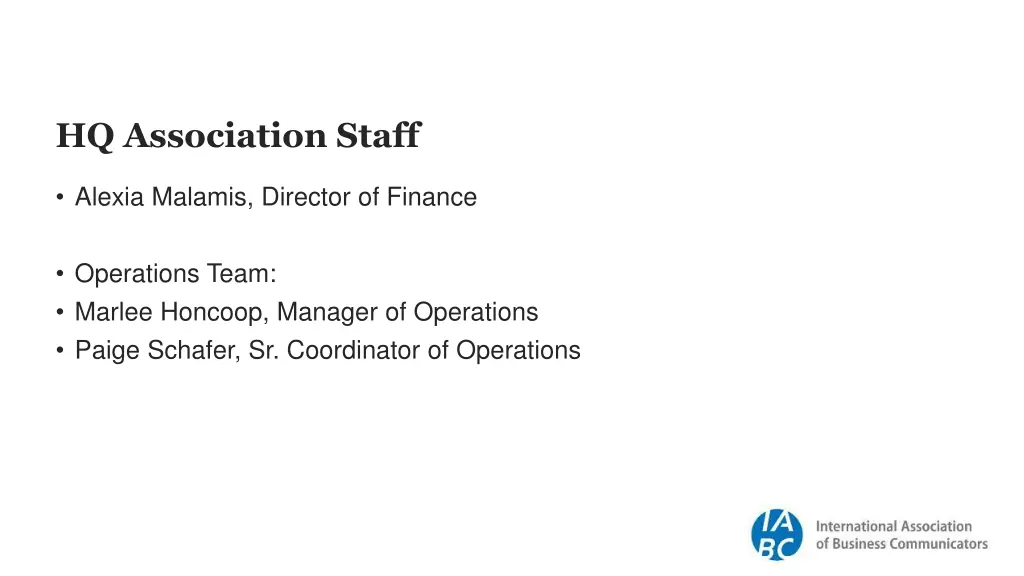 hq association staff