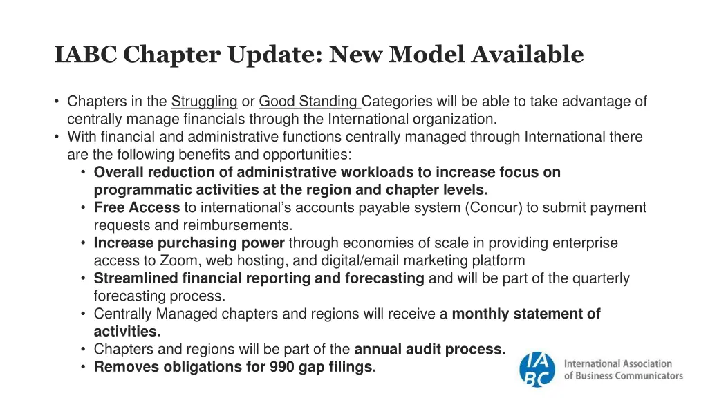 iabc chapter update new model available