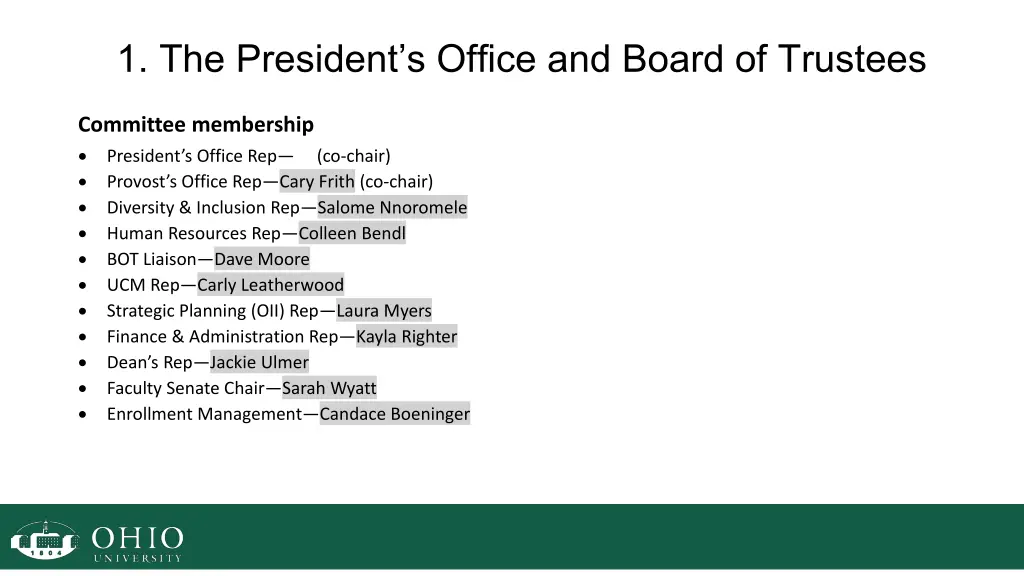 1 the president s office and board of trustees