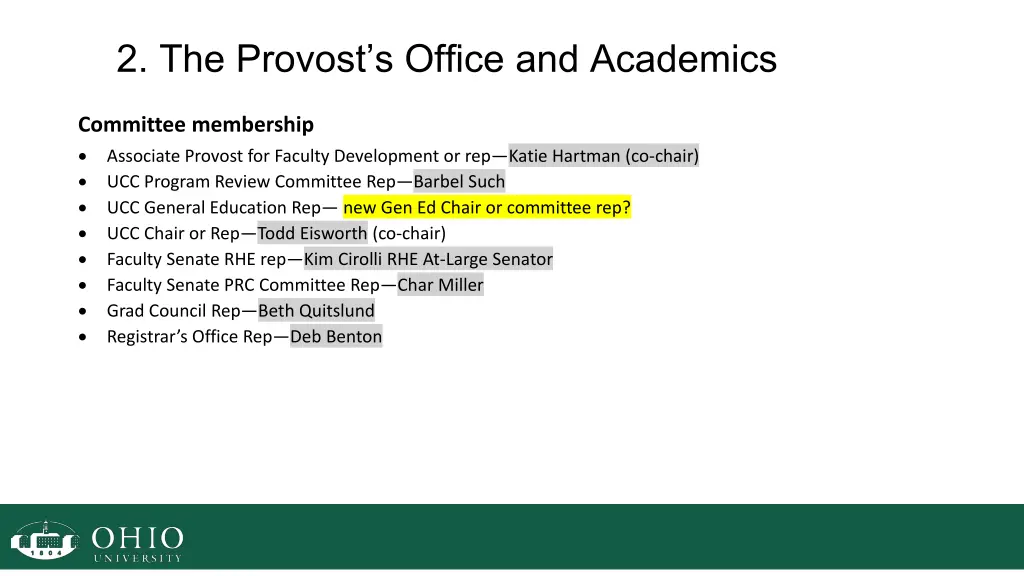 2 the provost s office and academics