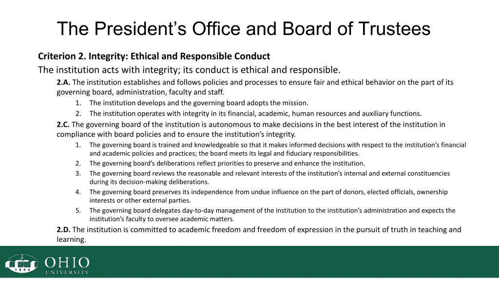the president s office and board of trustees 1