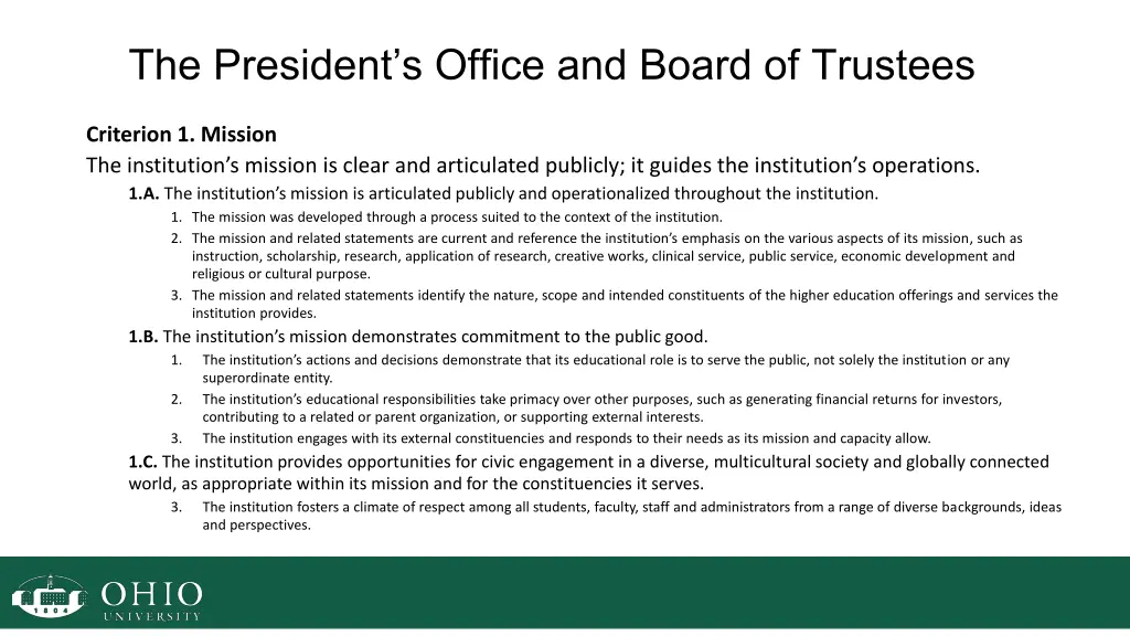 the president s office and board of trustees