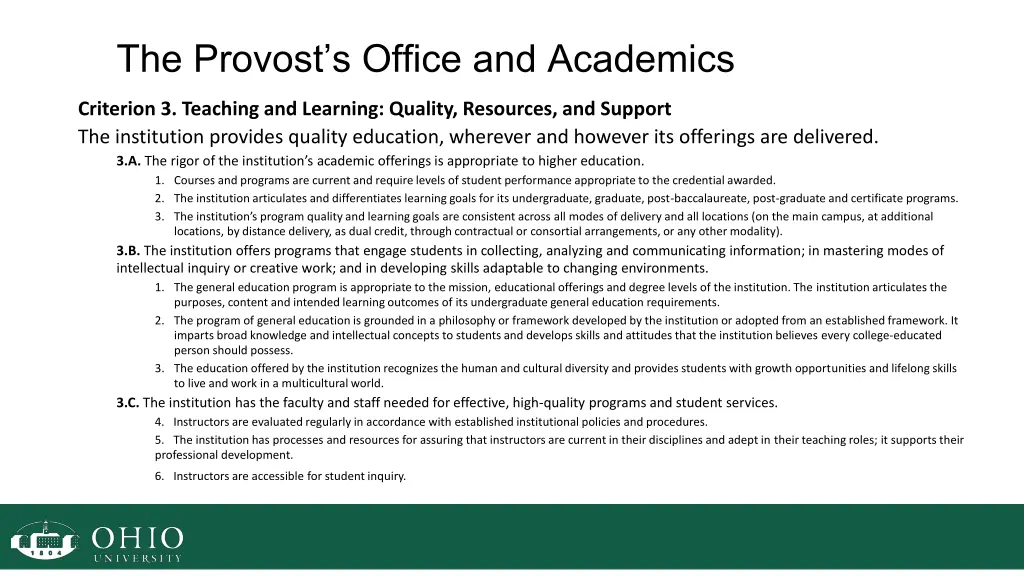 the provost s office and academics
