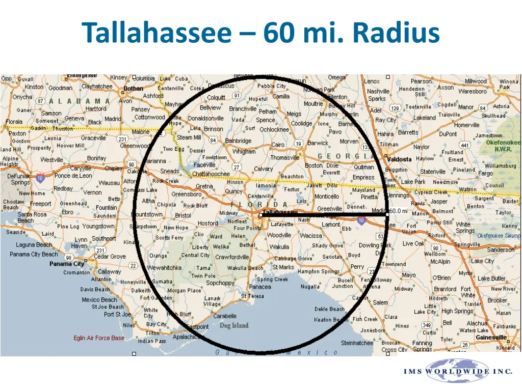 tallahassee 60 mi radius
