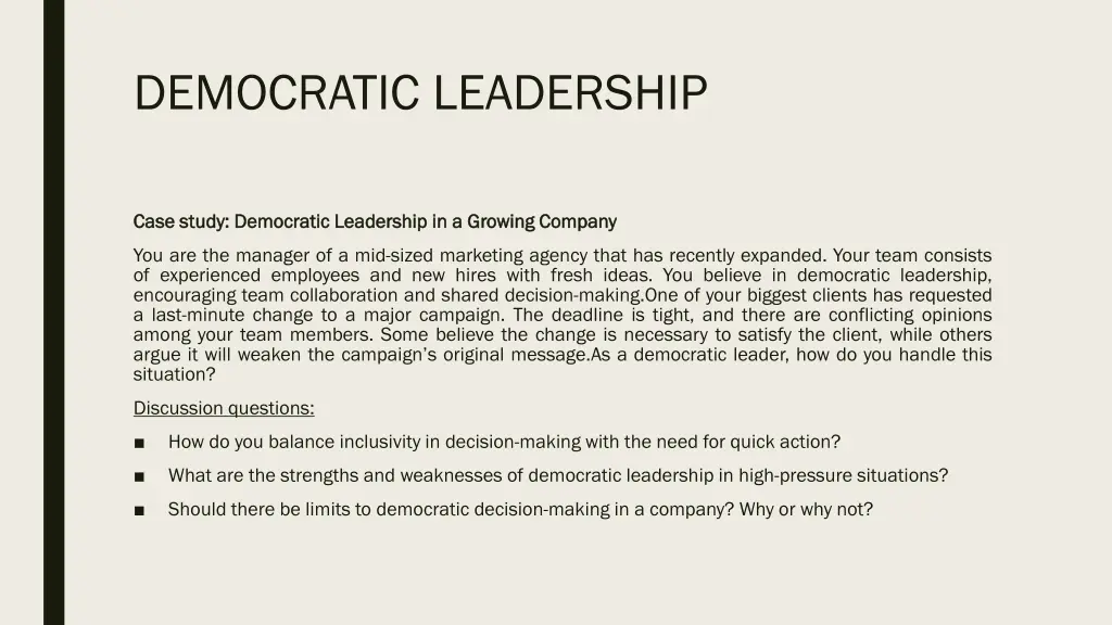democratic leadership