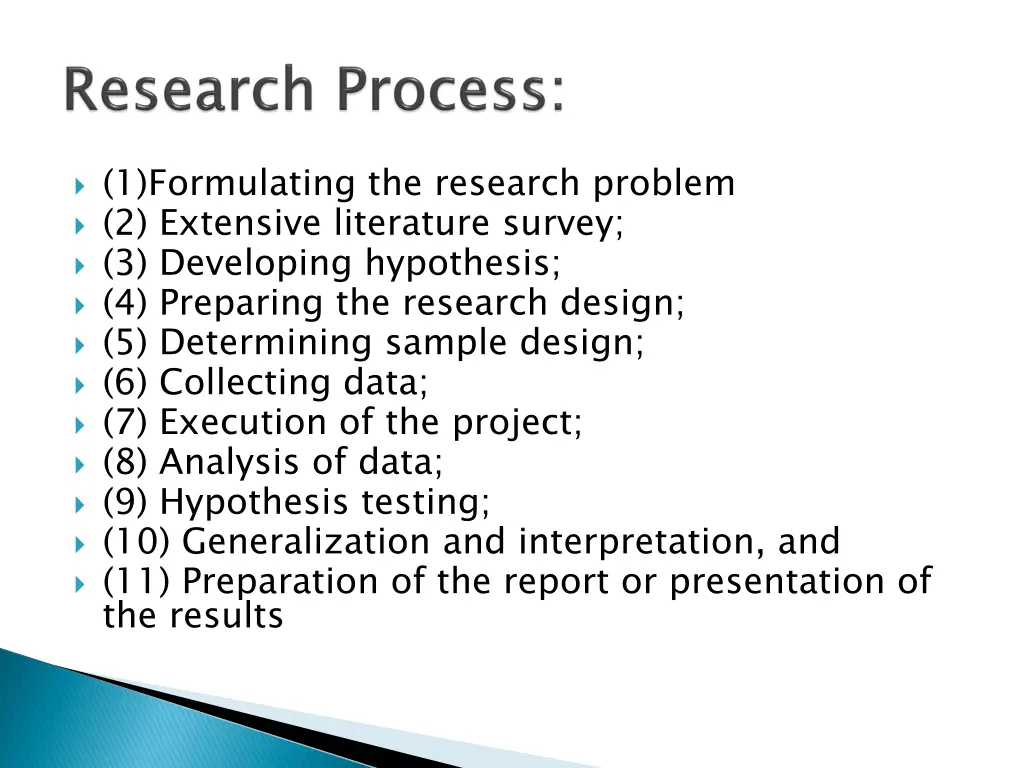 1 formulating the research problem 2 extensive