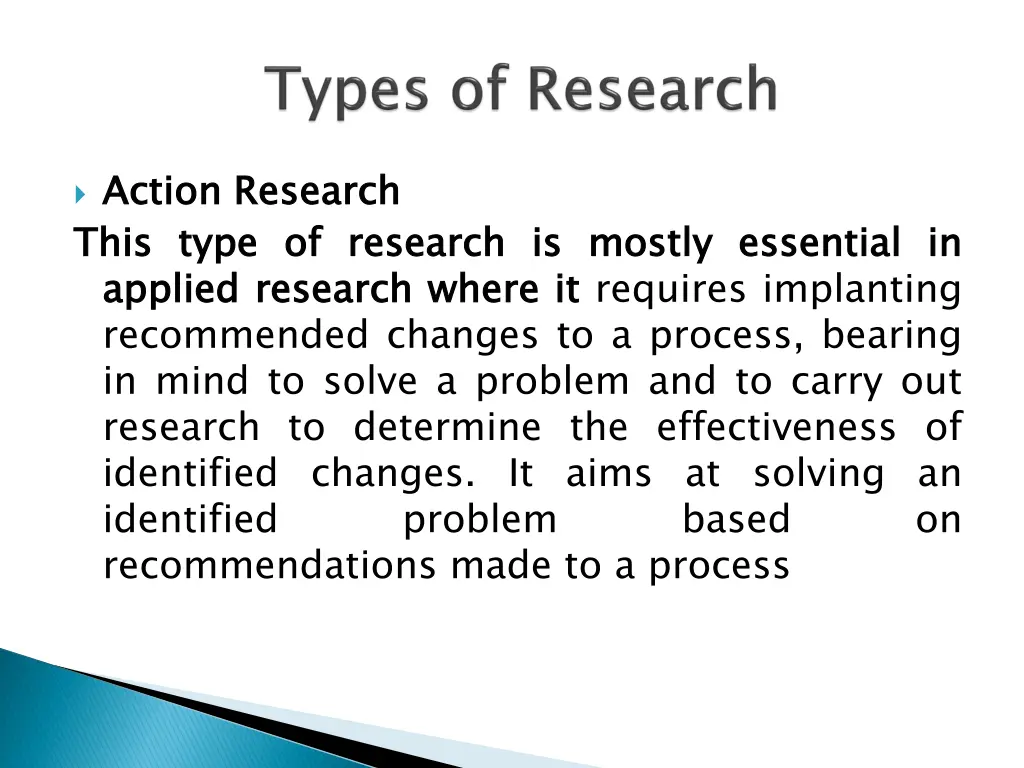 action research this applied recommended changes