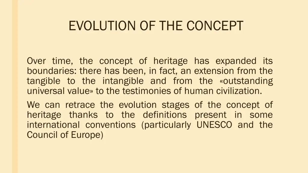evolution of the concept