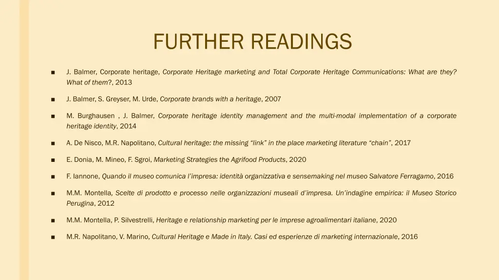 further readings