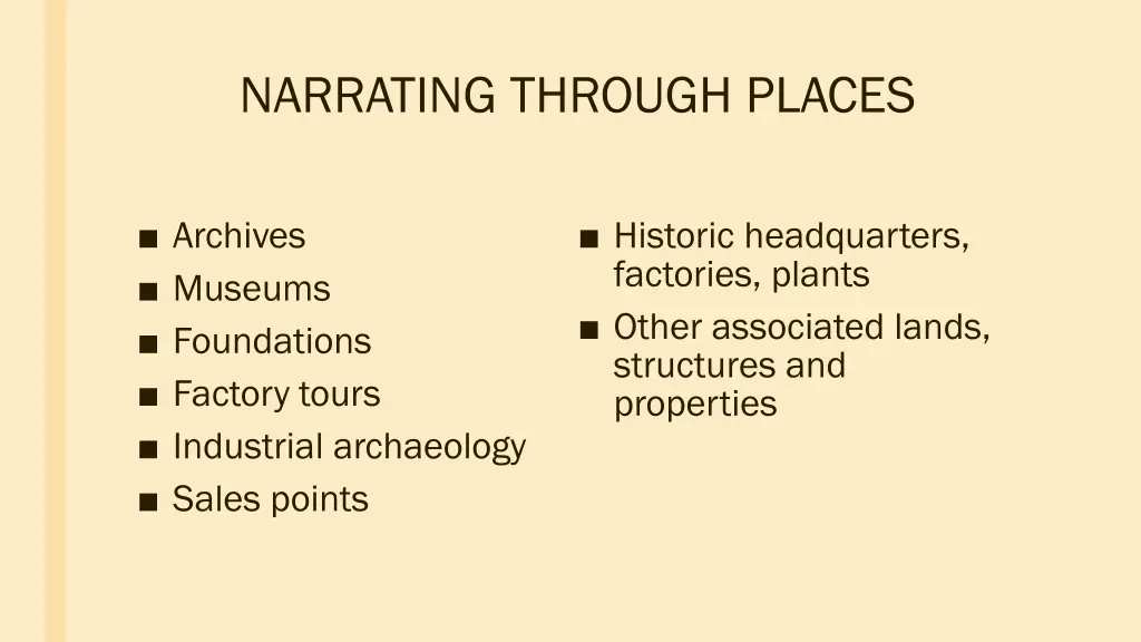 narrating through places