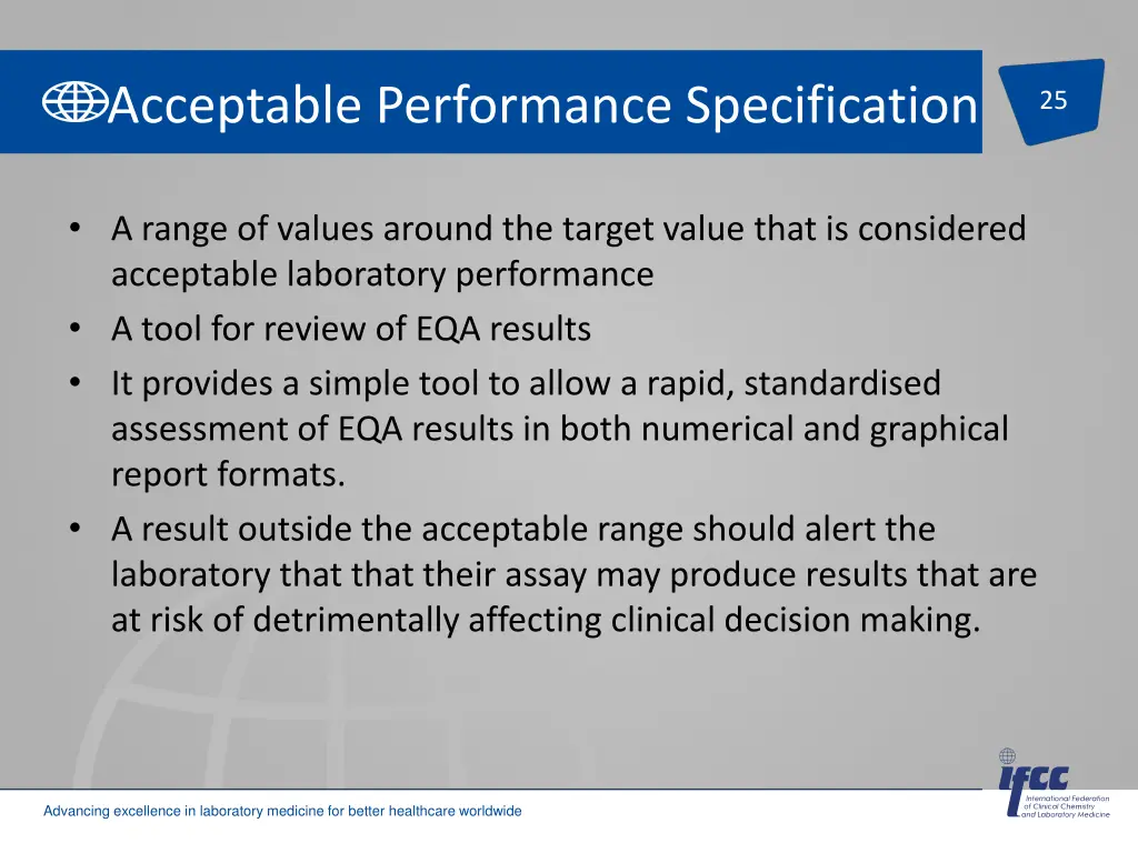 acceptable performance specification