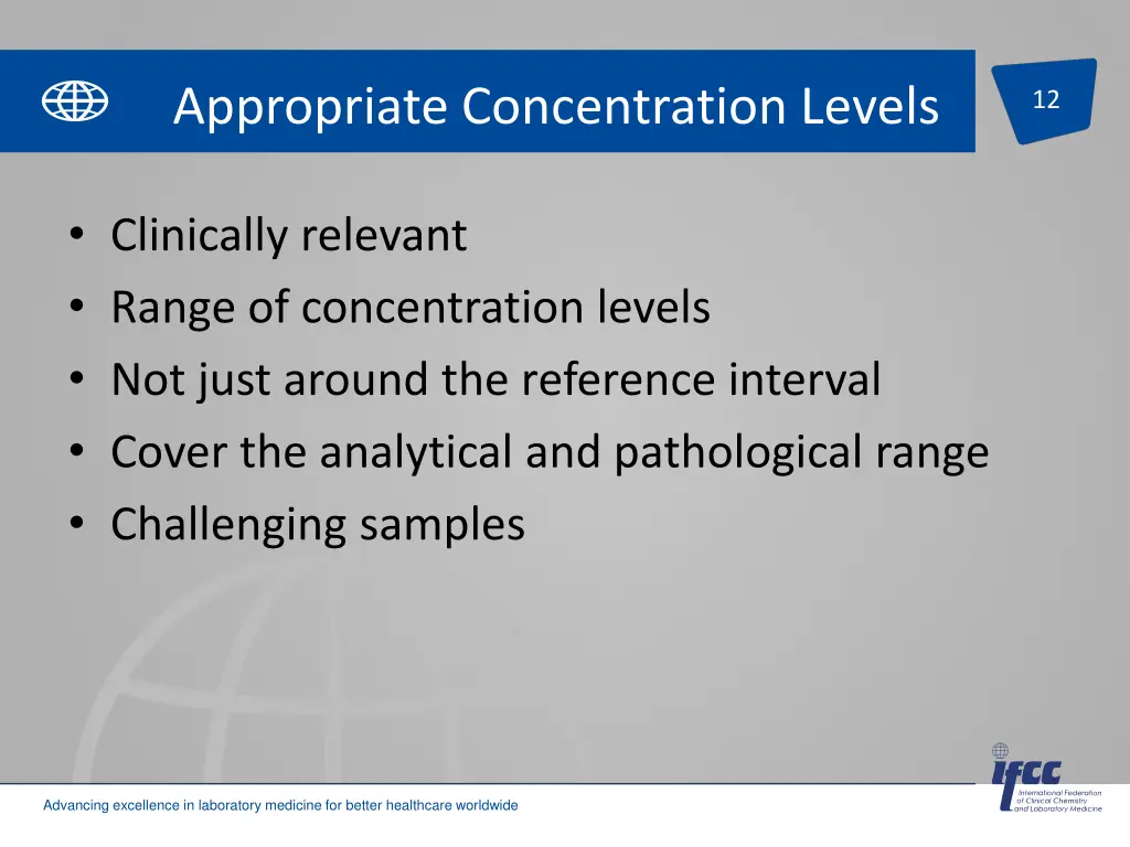 appropriate concentration levels