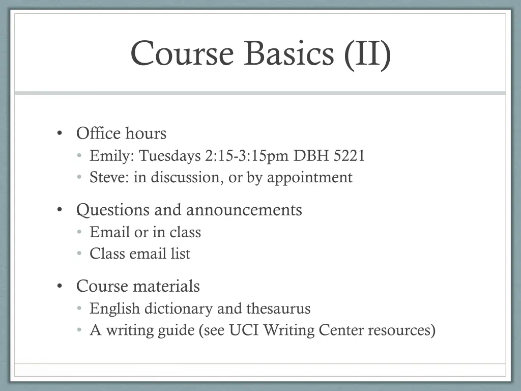 course basics ii