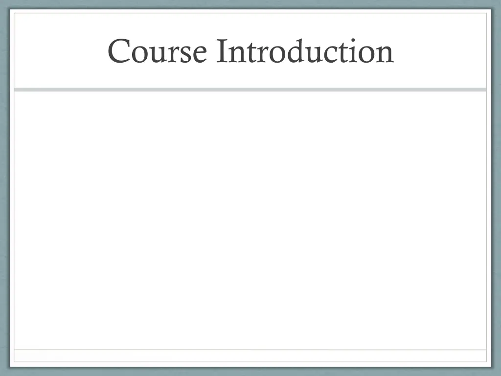 course introduction
