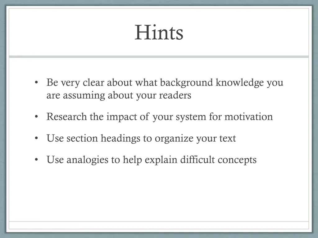 hints