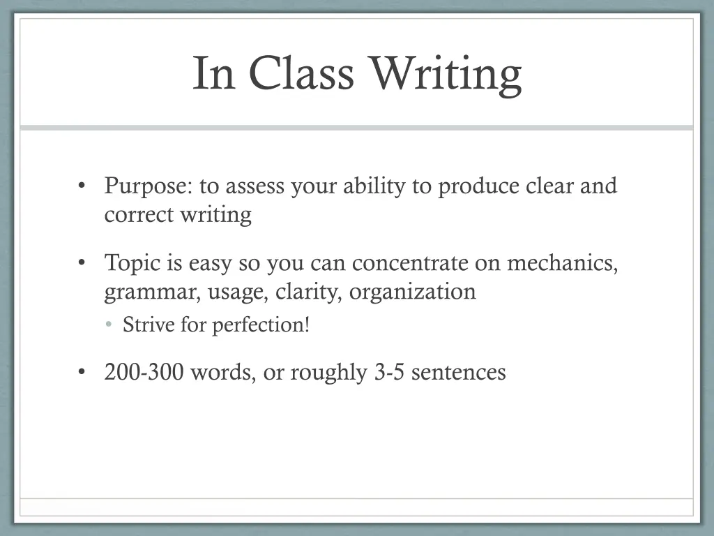 in class writing