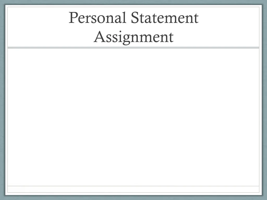 personal statement assignment