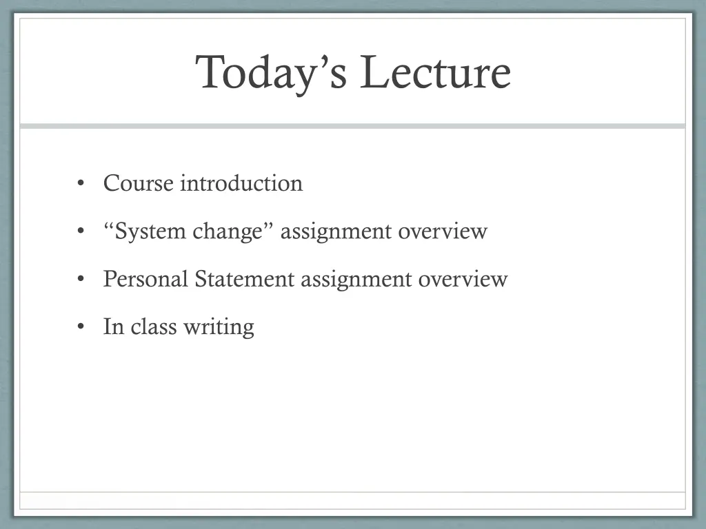 today s lecture